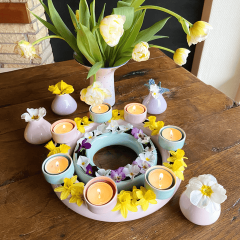 Blumenring mit 4 Teelichthaltern 735B | Dekor 058