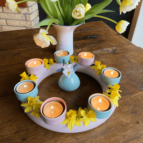 Vase en couronne mit 4 Teelichthaltern HB 735B 735B | Decor 058